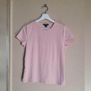 Lauren Ralph Lauren Peachy Pink Tee Shirt Crewneck Minimalist 90s Classic